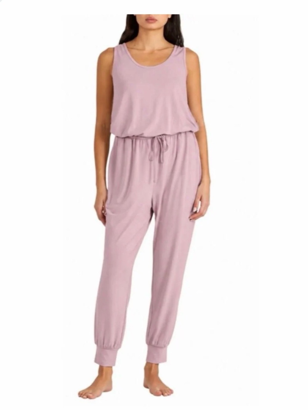 Natori Sleeveless Drawstring Jumpsuit in Dusty Rose